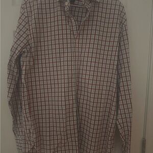 J. Crew Men's Red and White Checkered Shirt